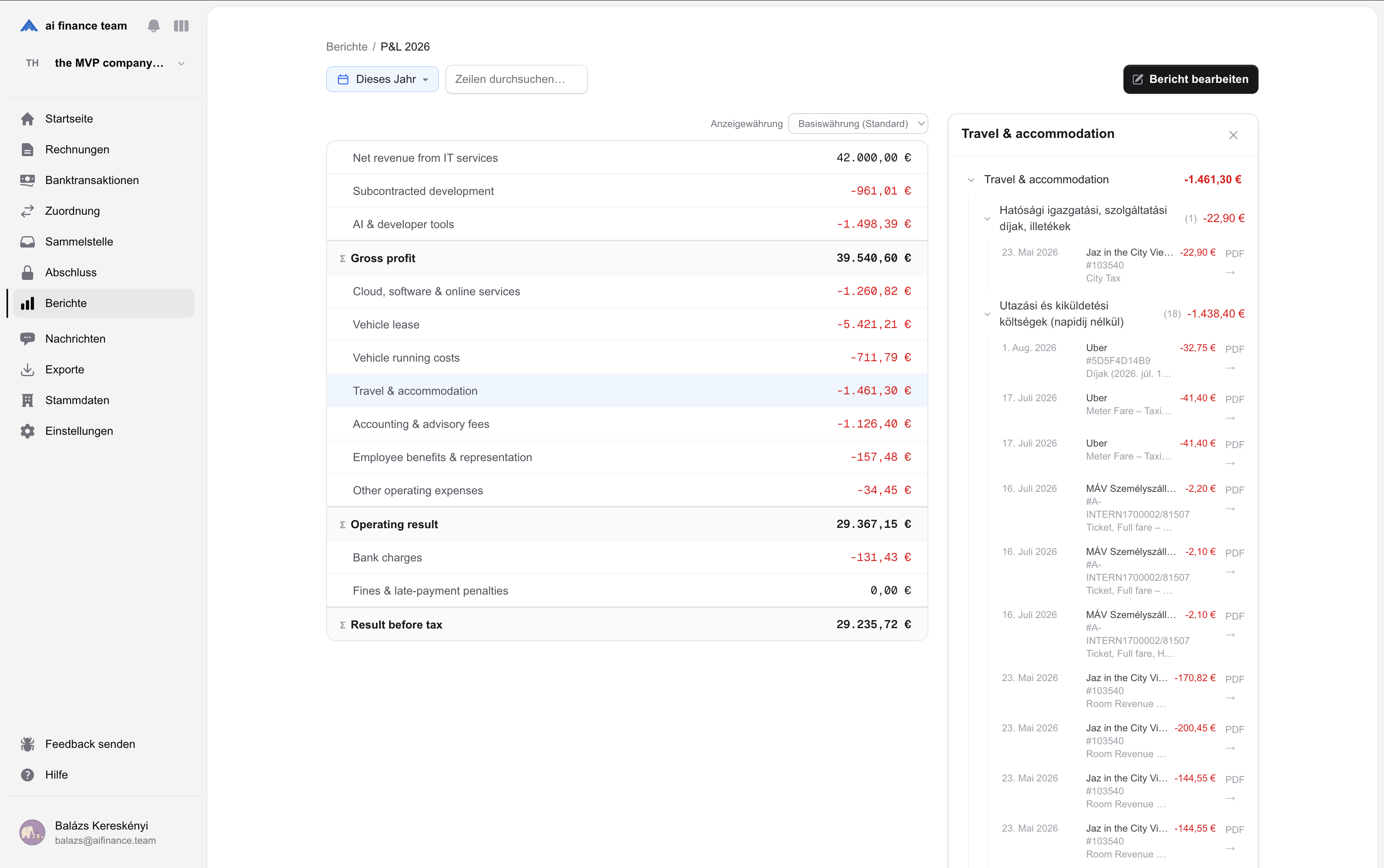Finanzreport im AI Finance Team System